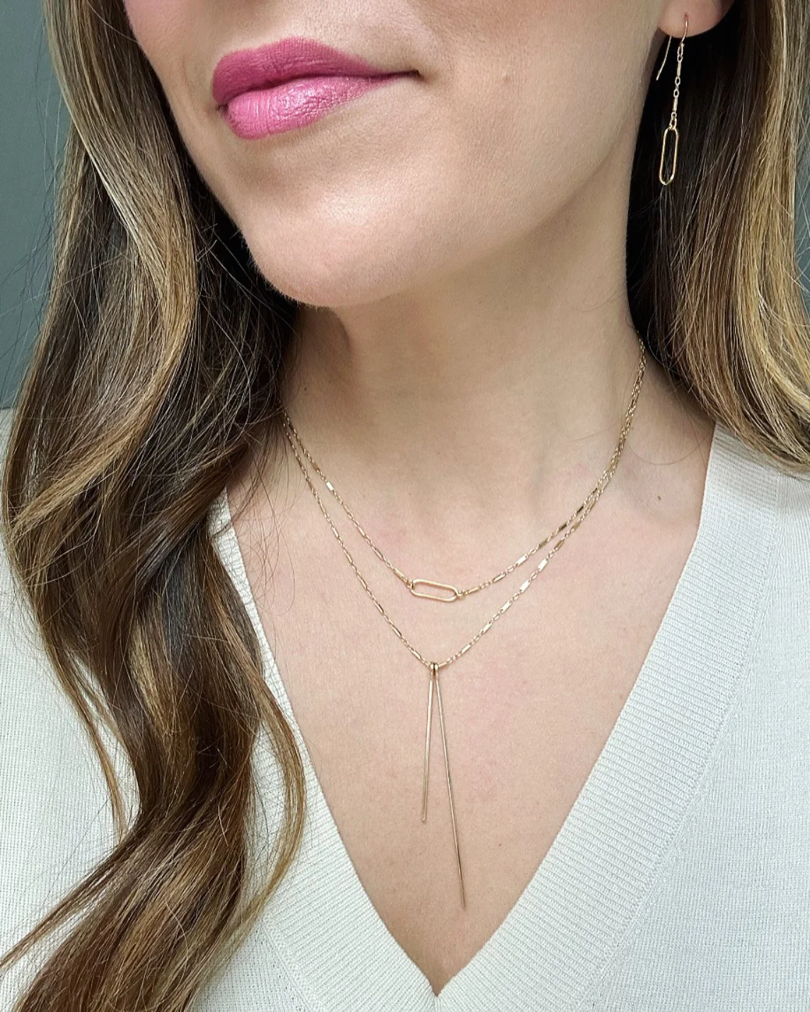 Paperclip link bar necklace — Rach B Jewelry